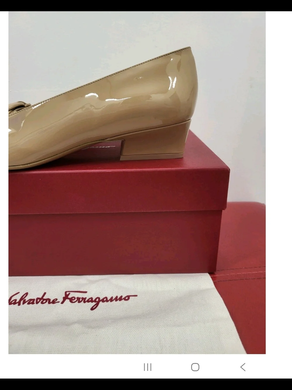 Salvatore Ferragamo Beige Bessie Gancini Pump Shoes Size 7.5C and Size 10B NWB